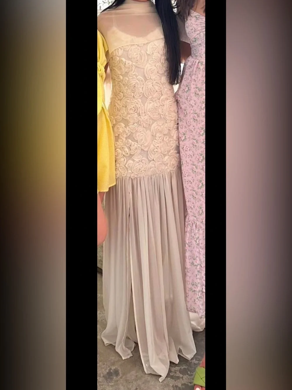 Ivory Floral Appliqué Maxi Dress